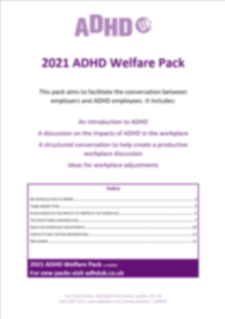 Welfare Pack Front Page