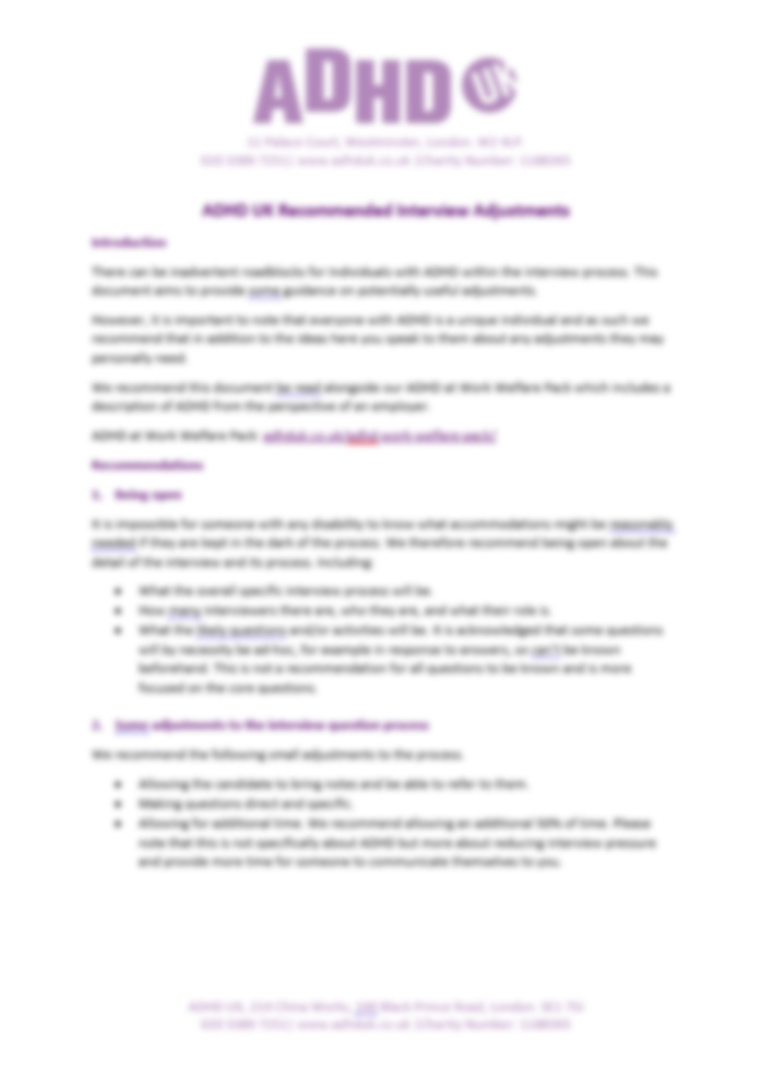 Interview Adjustments Document