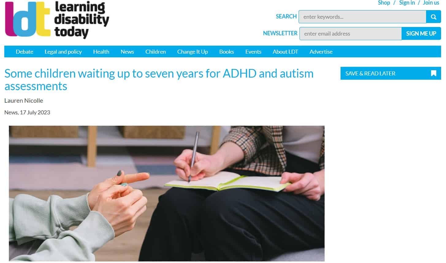 Learning Disability Today: "Some children waiting up to seven years for ...