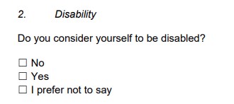 Diversity tracking - do you consider yourself to be disabled?