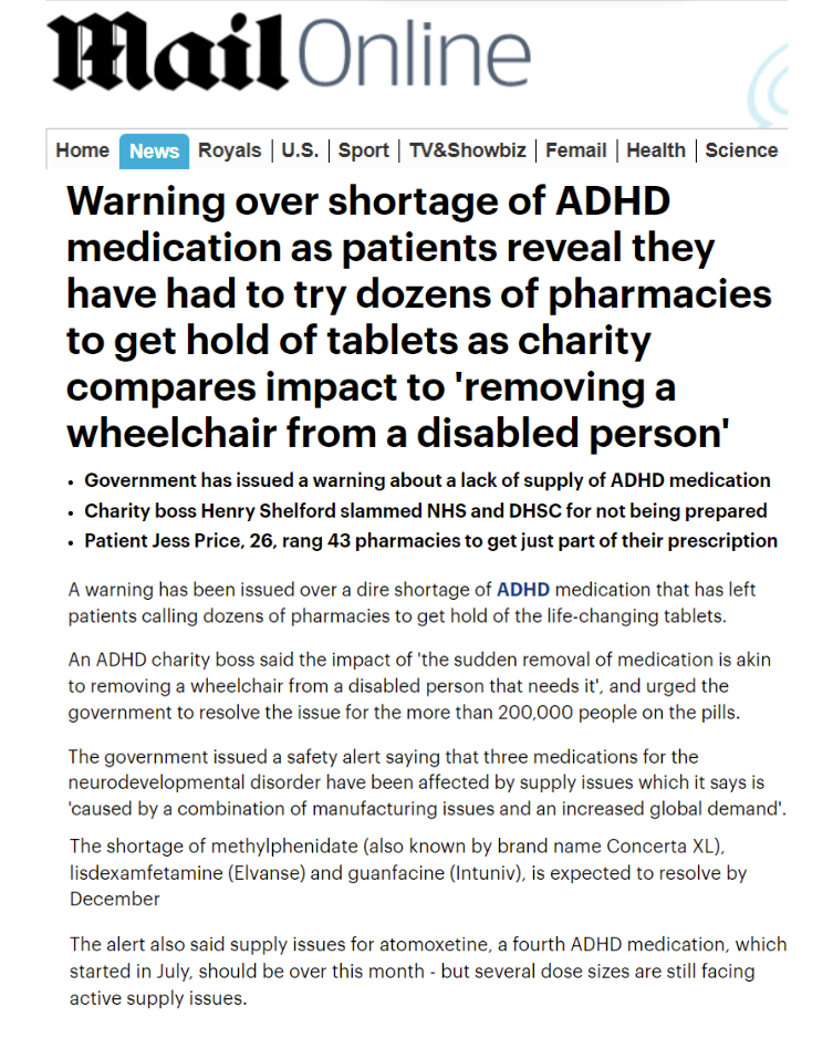 Doctors in England told not to start new patients on ADHD drugs due to shortage