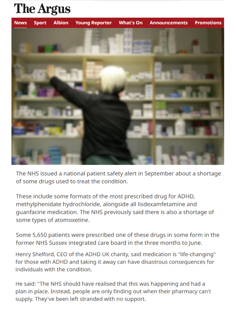 Doctors in England told not to start new patients on ADHD drugs due to shortage