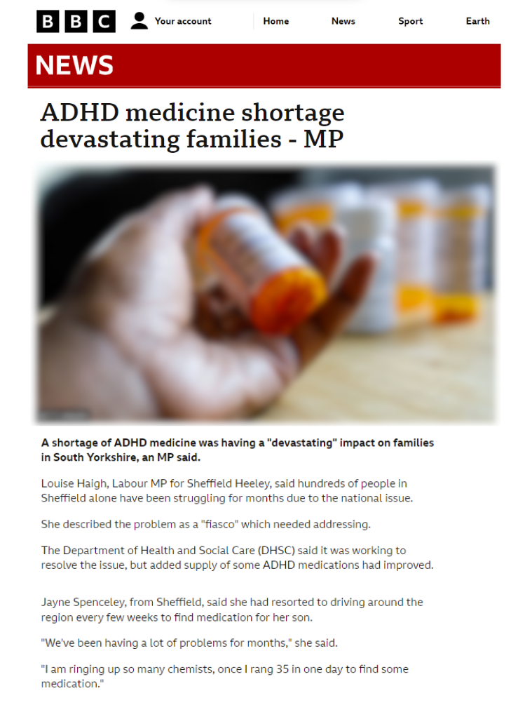 Doctors in England told not to start new patients on ADHD drugs due to shortage