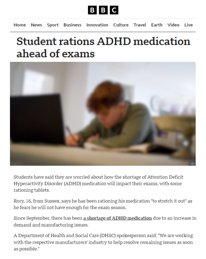 Doctors in England told not to start new patients on ADHD drugs due to shortage