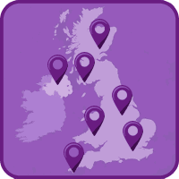 Image of the UK with icons to represent local information