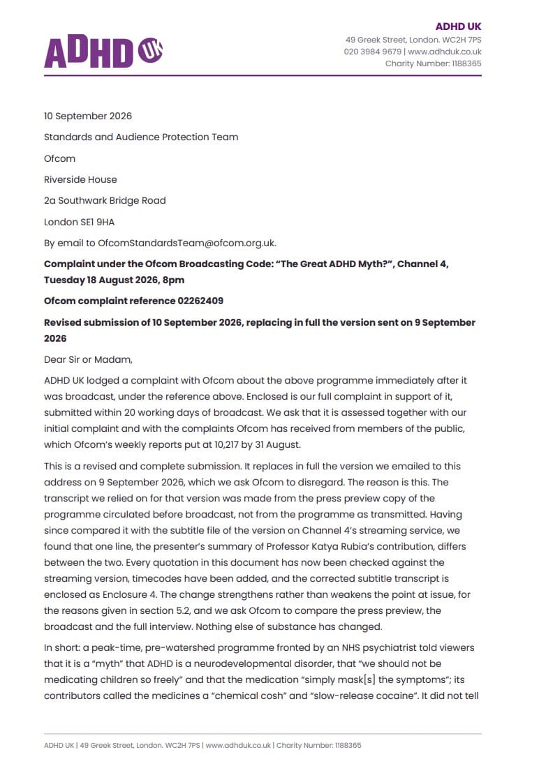 2029.09.10 Ofcom Complaint Letter First Page Image